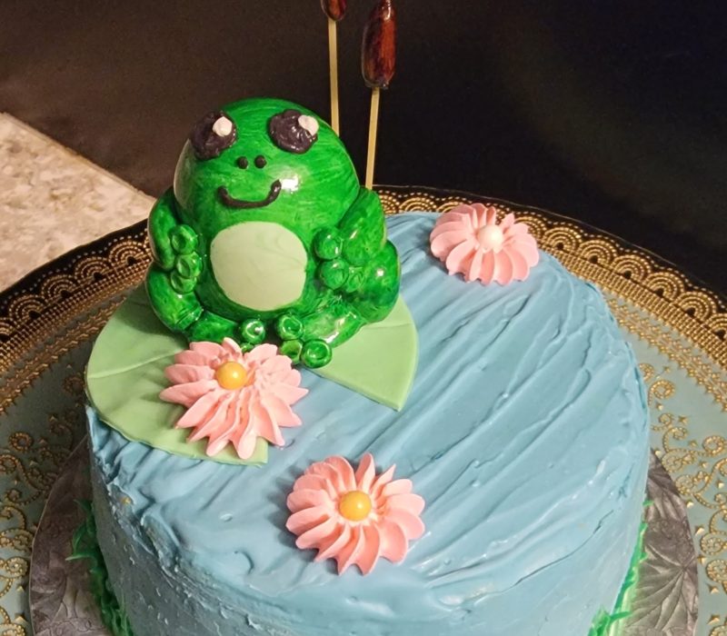 Frog Birthday Cake (Yellow Layer Cake with Vanilla Cream Cheese Frosting &  Oreo Filling) | thebrookcook